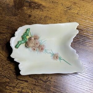 Vintage Floral Porcelain Decorative Dish